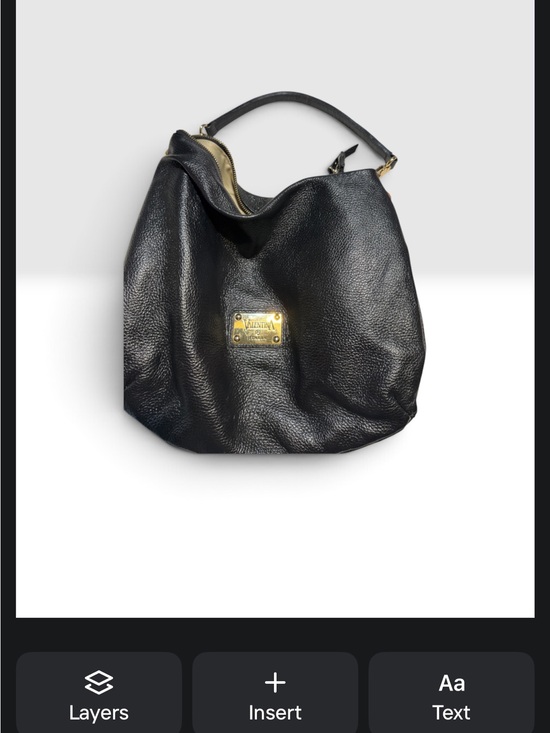 Valentina Handbags - Valentina Black Pebbled Leather Hobo with Gold Plaque